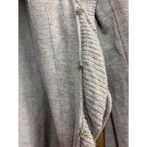 Ruffled Open Front Cardigan Sweater By Belldini S Viscose & Nylon Blend Light Gr - Picture 5 of 9